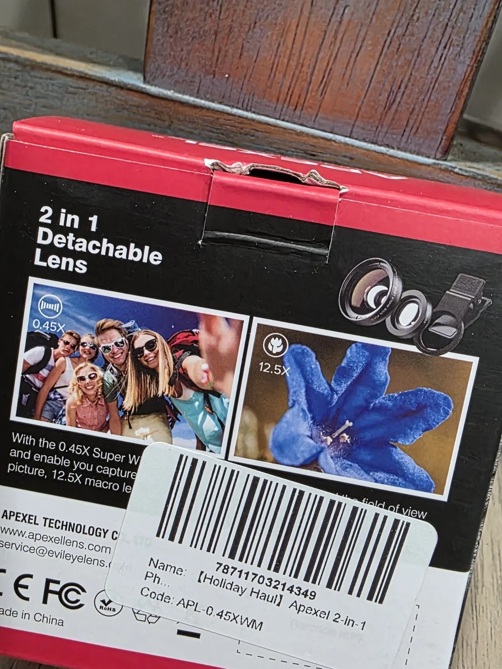 Apexel Detachable Wide Angle & Macro Lens for Smartphones - Black